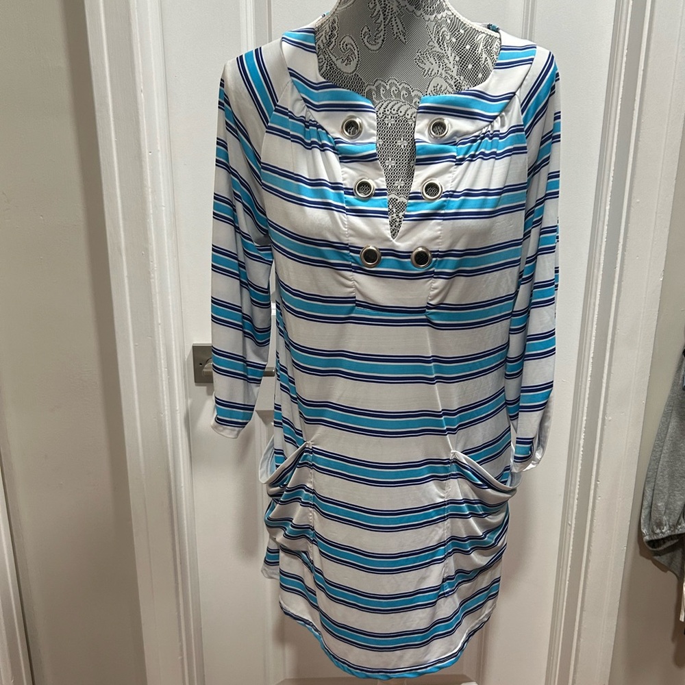 Striped swimsuit coverup